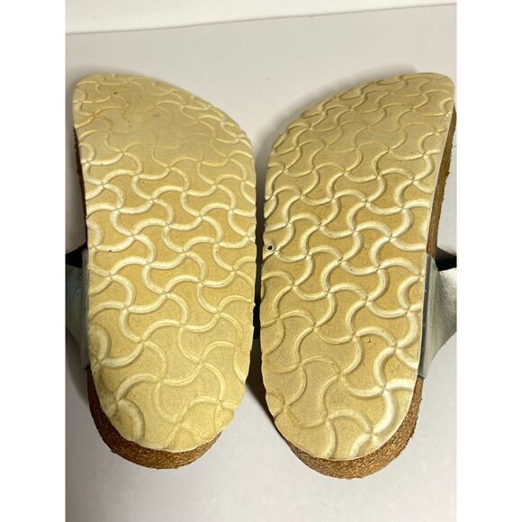 Birkenstock Silver Birko Flor Gizeh Toe Thong Adjust Sandal 38 Reg-Wide 7-7.5 - Picture 6 of 7